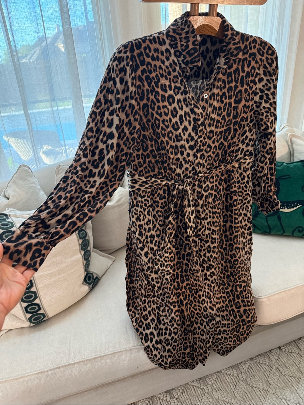 H&M Leopard Print Shirt Dress Jacket in Brown and Black